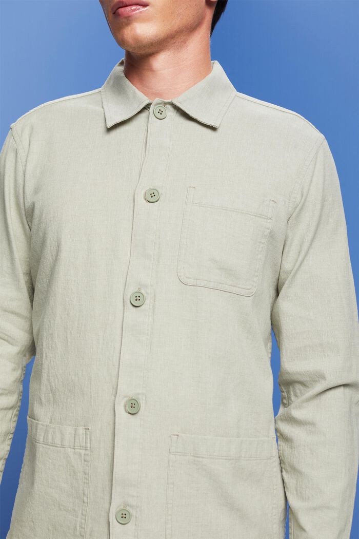 Camisa con diseño de espiga, en mezcla de lino, LIGHT GREEN, detail image number 2