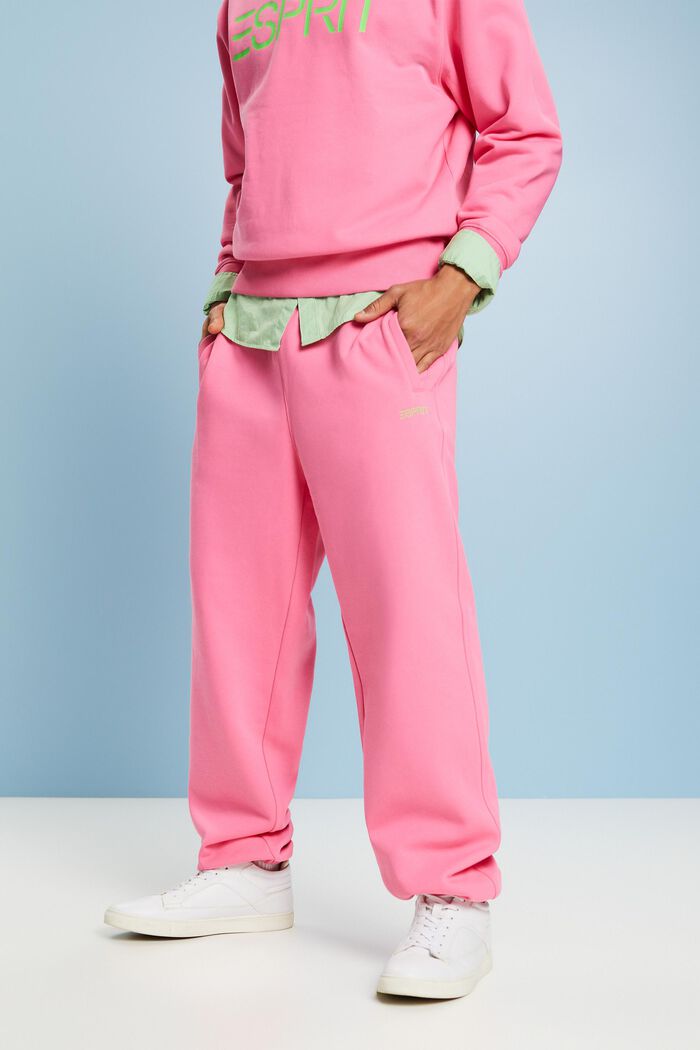 Pantalón unisex en felpa de algodón con logotipo, PINK FUCHSIA, detail image number 0