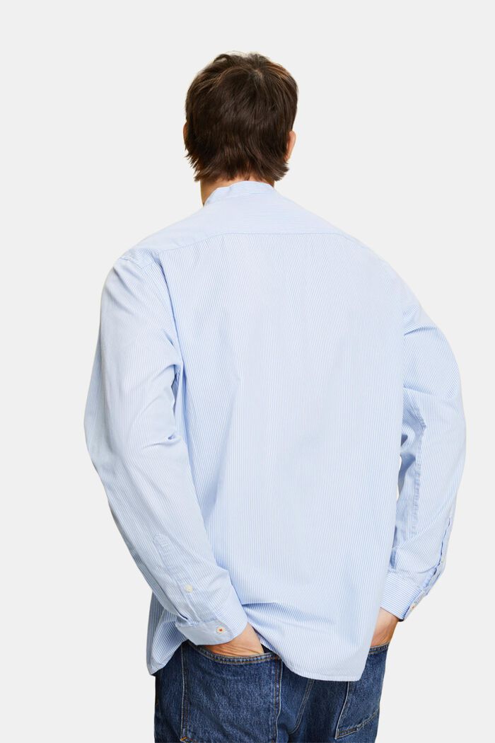 Camiseta de algodón a rayas con cuello mao, GREY BLUE, detail image number 3