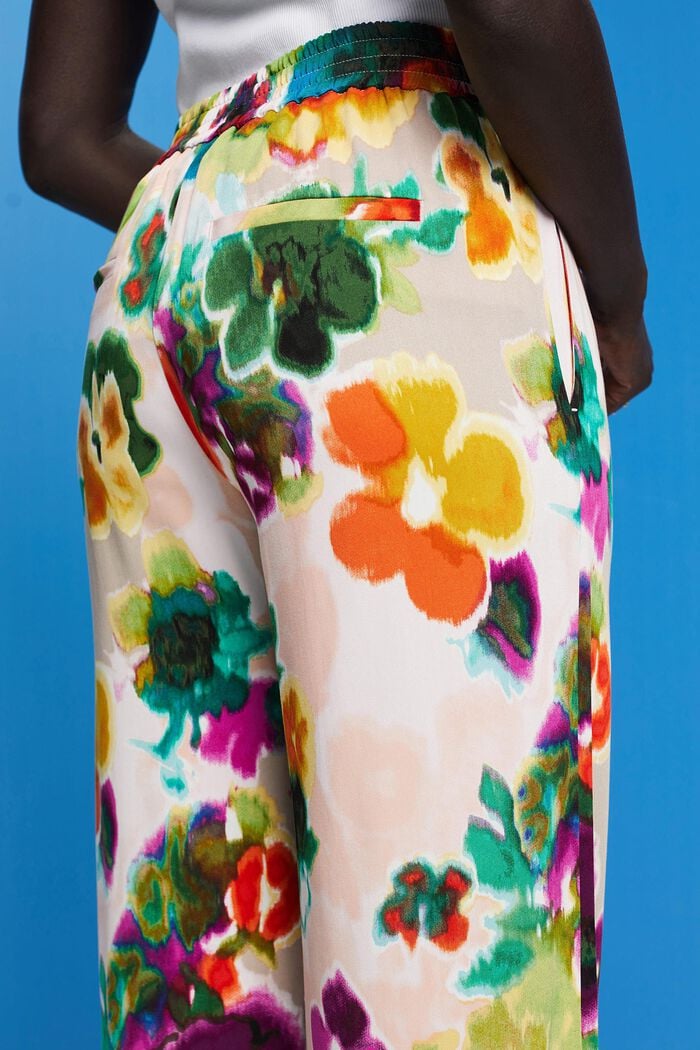 Pantalón ancho con estampado floral, GREEN, detail image number 2