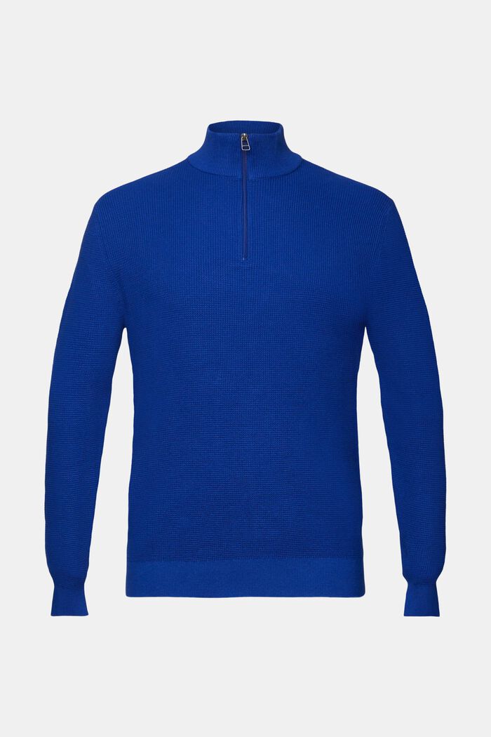 Jersey de algodón con cremallera, BRIGHT BLUE, detail image number 6
