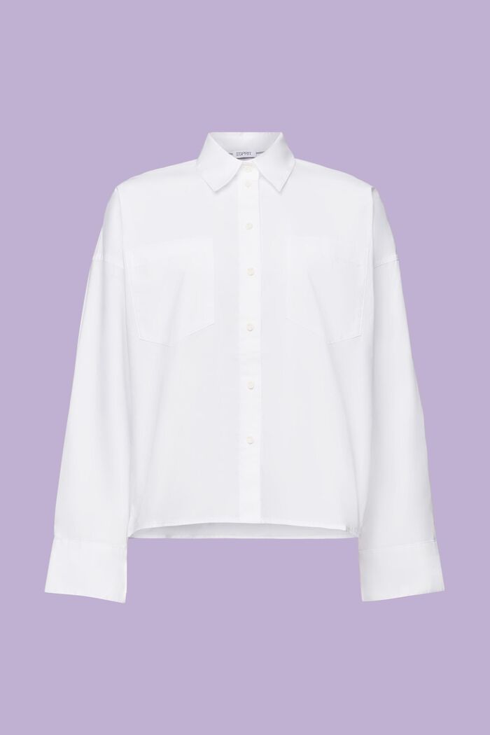 Camiseta de cuello abotonado, popelina de algodón, WHITE, detail image number 6