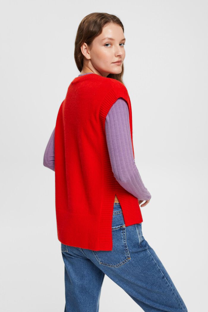 Jersey sin mangas en mezcla de lana, RED, detail image number 4