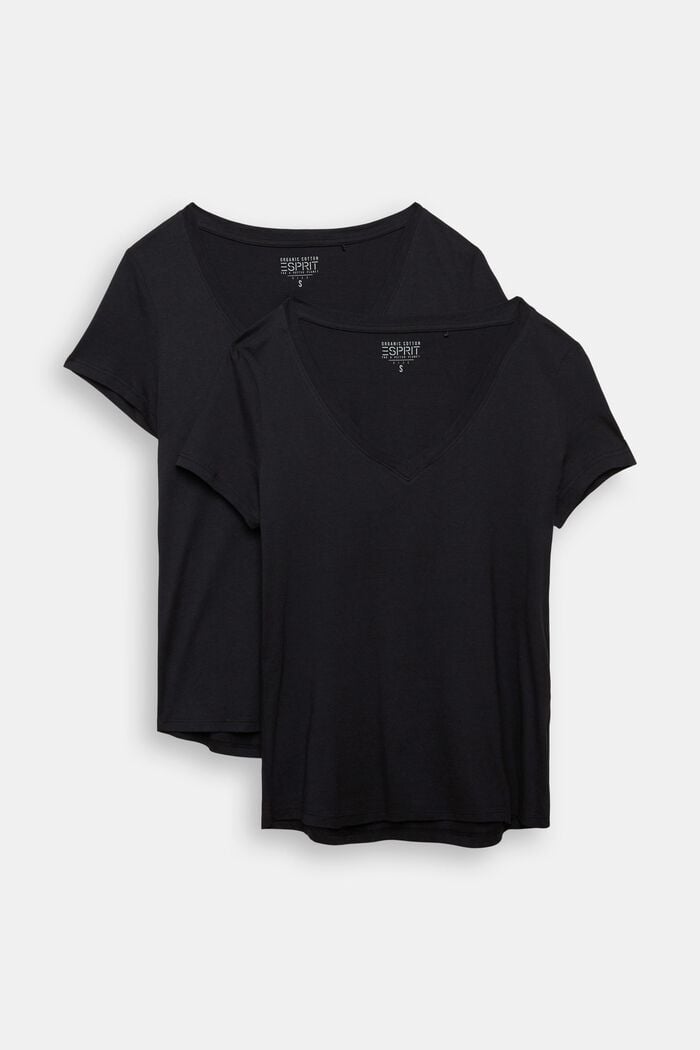 Pack de dos camisetas confeccionadas en una mezcla de algodón ecológico, BLACK, detail image number 6