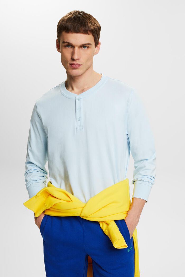 Top de tejido jersey con cuello tunecino, PASTEL BLUE, detail image number 0