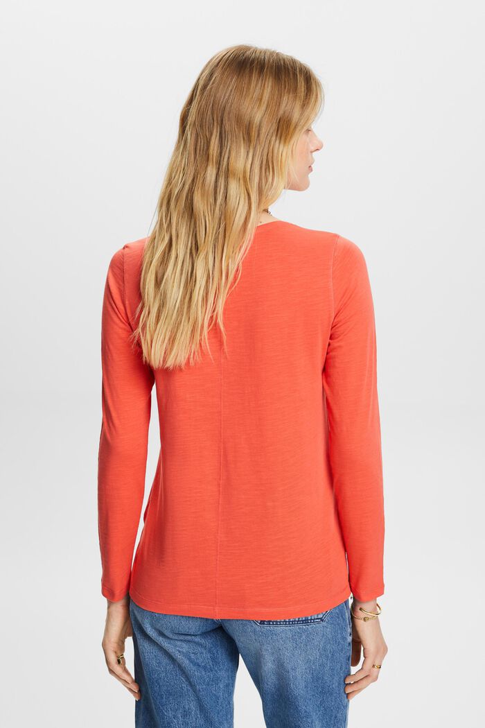 Camiseta de manga larga en tejido jersey, 100% algodón, CORAL RED, detail image number 3