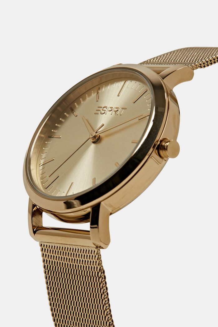 Reloj con correa de malla de acero inoxidable, GOLD, detail image number 1