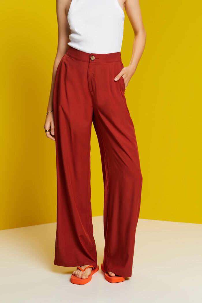 Pantalones de pernera ancha, LENZING™ ECOVERO™, TERRACOTTA, detail image number 0