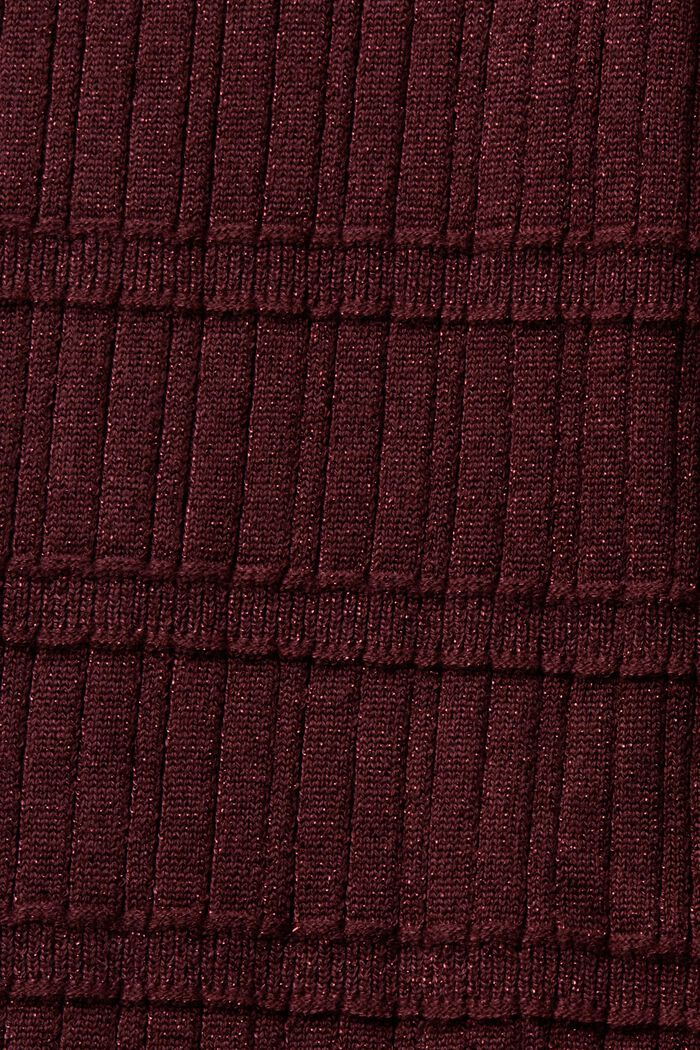 Jersey de cuello alto con brillo, LENZING™ ECOVERO™, BORDEAUX RED, detail image number 5