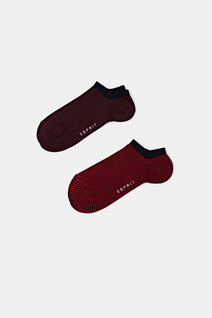 Pack de 2 pares de calcetines tobilleros a rayas, RED, detail image number 0