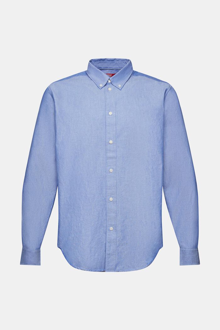 Camisa de cuello abotonado en popelina de algodón, BRIGHT BLUE, detail image number 5