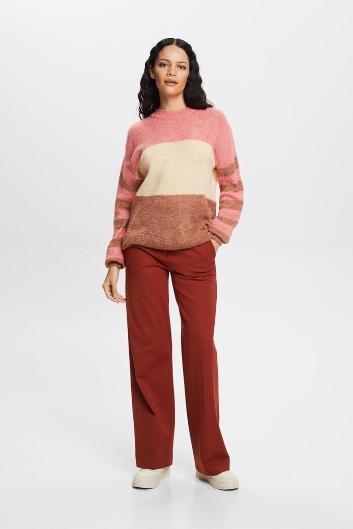 Jersey con bloques de color, mezcla de lana, CORAL RED, detail image number 4