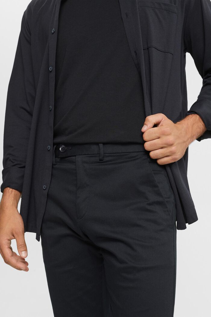 Pantalón chino elástico de algodón, BLACK, detail image number 0
