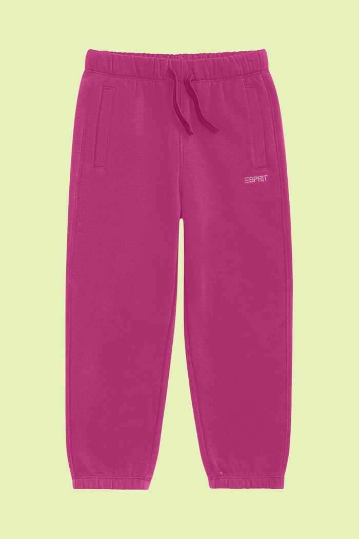 Pantalones deportivos en mezcla de algodón con logotipo, PINK FUCHSIA, detail image number 0