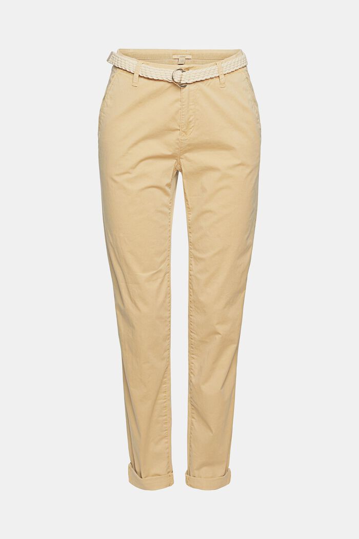 Pantalones chinos con cinturón trenzado, SAND, detail image number 7