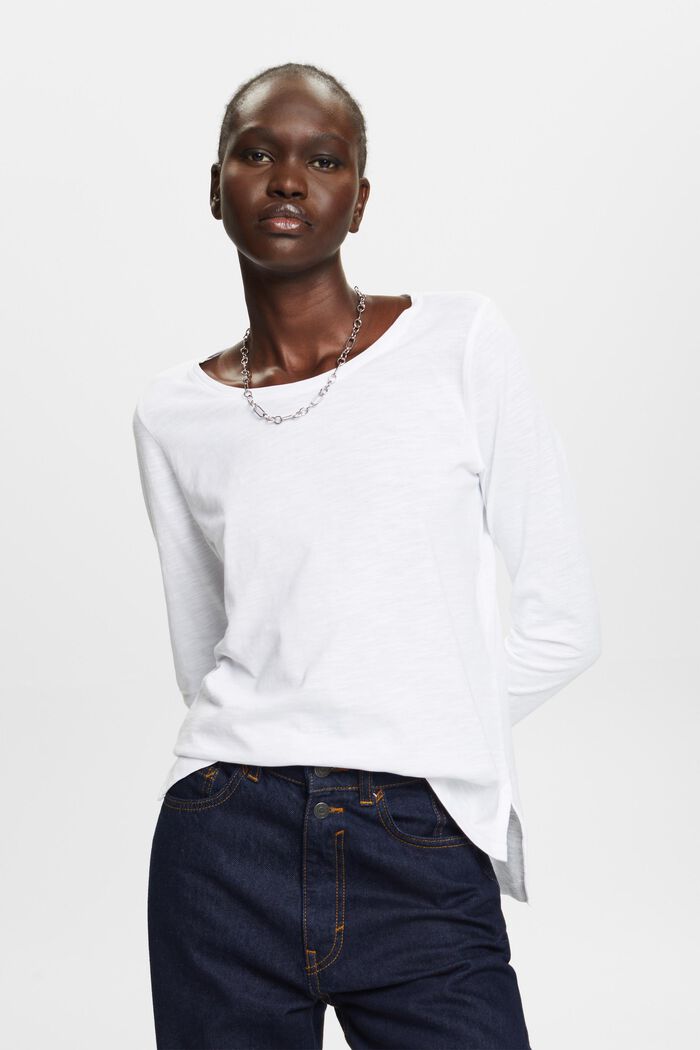 Camiseta de manga larga de jersey, 100% algodón, WHITE, detail image number 0