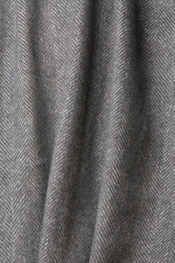 Abrigo en mezcla de lana con capucha desmontable, GUNMETAL, detail image number 1