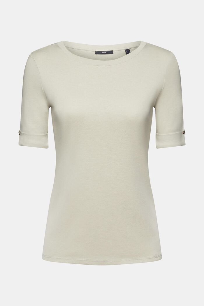Camiseta con puños remangables en algodón ecológico, DUSTY GREEN, detail image number 7