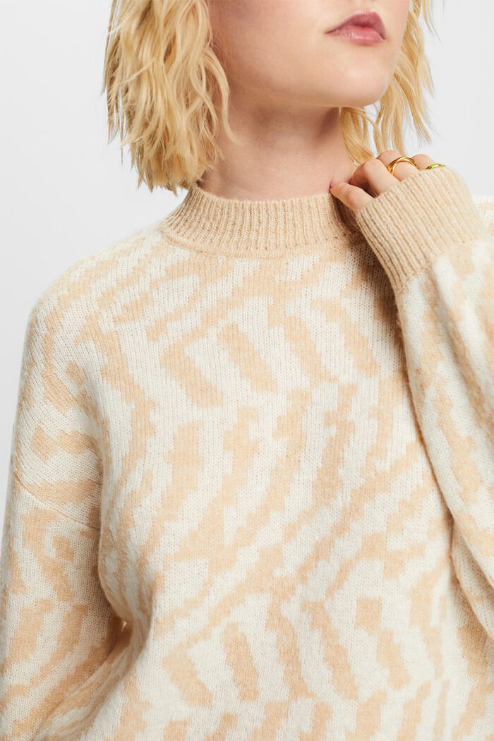 Jersey de jacquard abstracto, DUSTY NUDE, detail image number 2