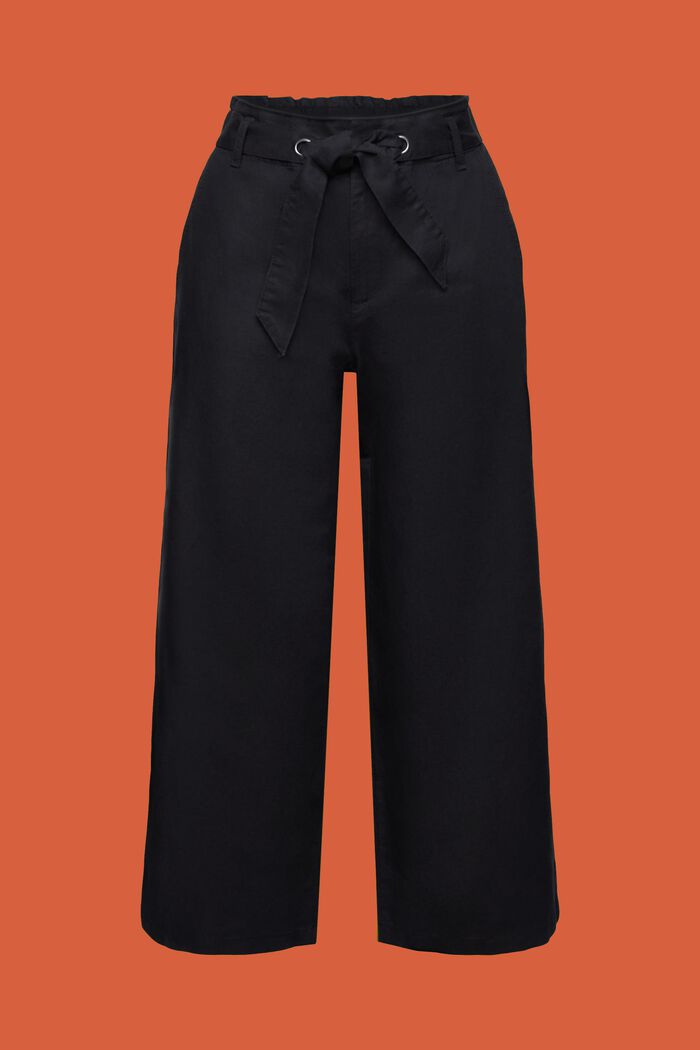 Culotte de lino y algodón con cinturón, BLACK, detail image number 7