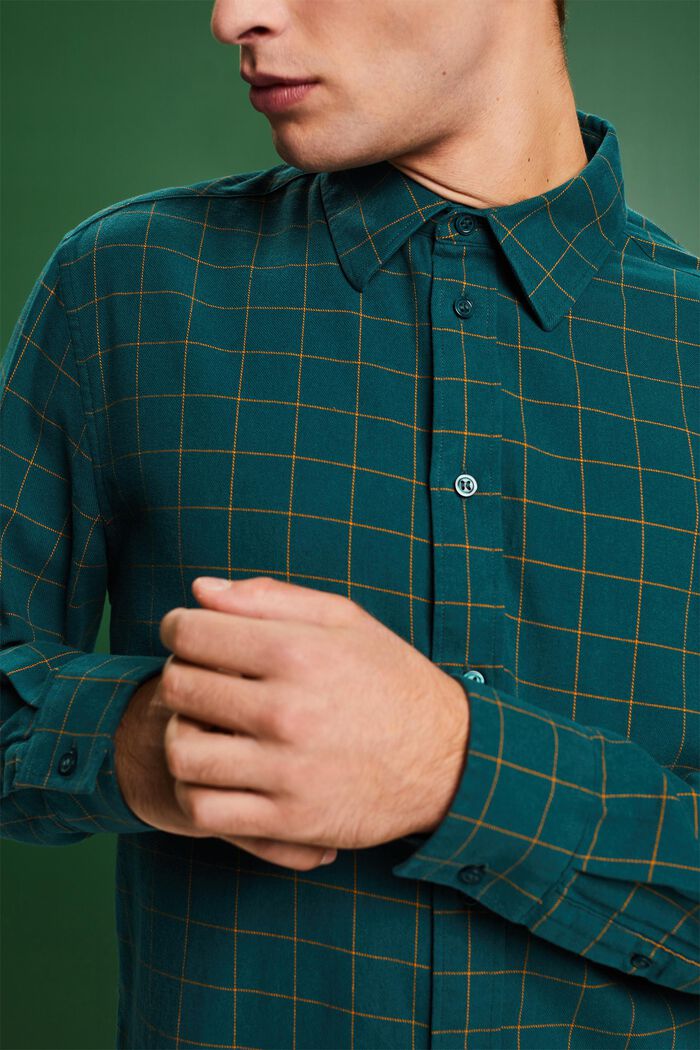 Camisa de cuadros de franela de corte normal, EMERALD GREEN, detail image number 3