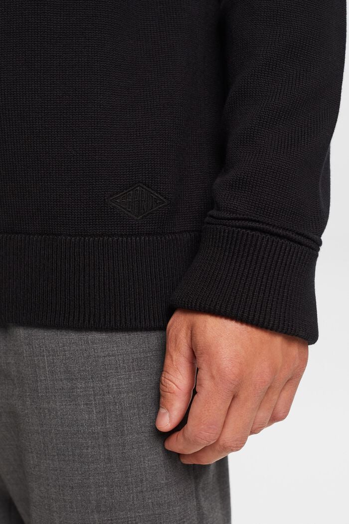 Jersey de algodón con cuello redondo, BLACK, detail image number 2