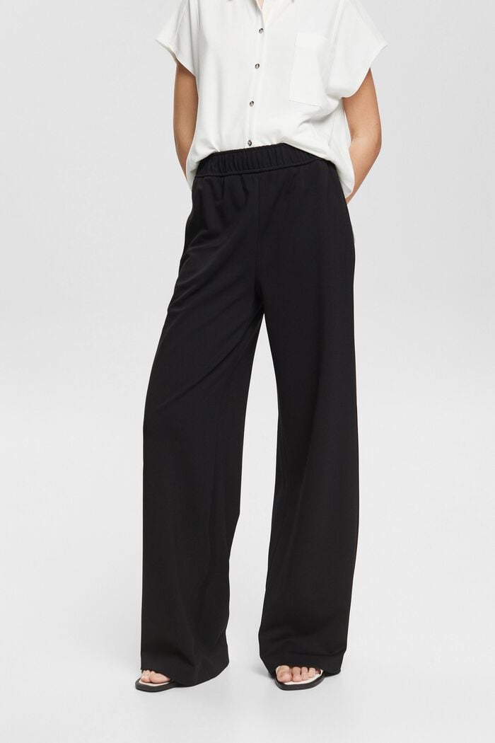 Pantalón de pernera ancha con cintura elástica, BLACK, detail image number 0