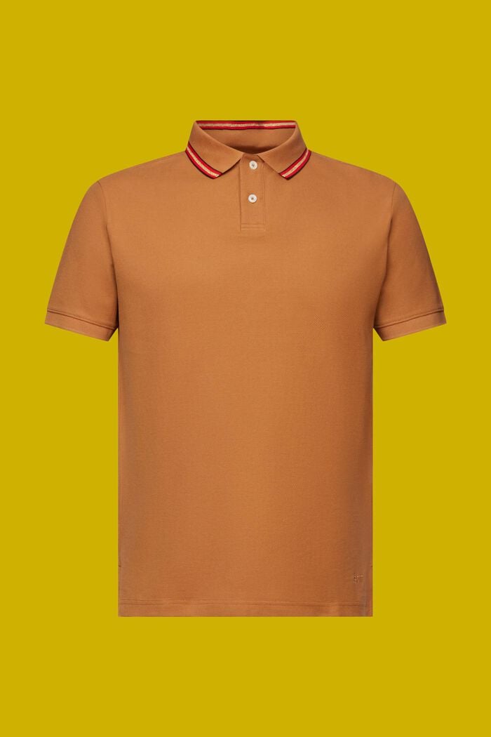 Camisa tipo polo de piqué con efecto brillante, 100% algodón, CAMEL, detail image number 6