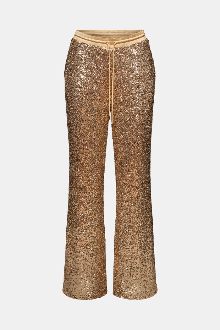 Pantalón de satén con lentejuelas y pernera ancha, GOLD, detail image number 7