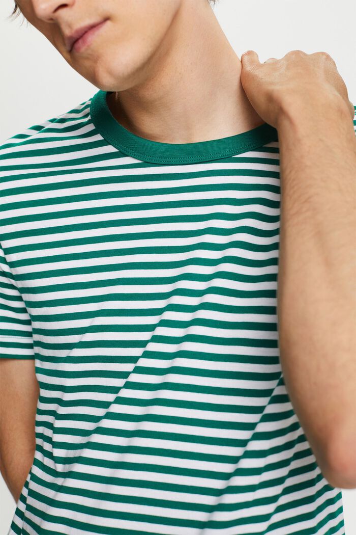 Camiseta de punto a rayas, 100% algodón, DARK GREEN, detail image number 2