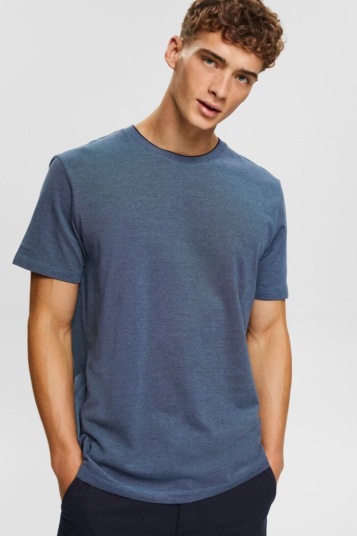 Camiseta en piqué de algodón, BLUE, overview