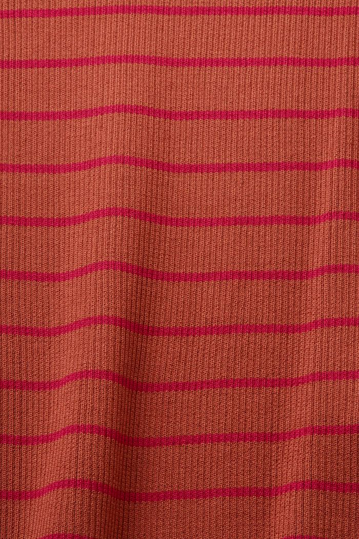 Jersey de manga corta con diseño a rayas, 100 % algodón, TERRACOTTA, detail image number 5