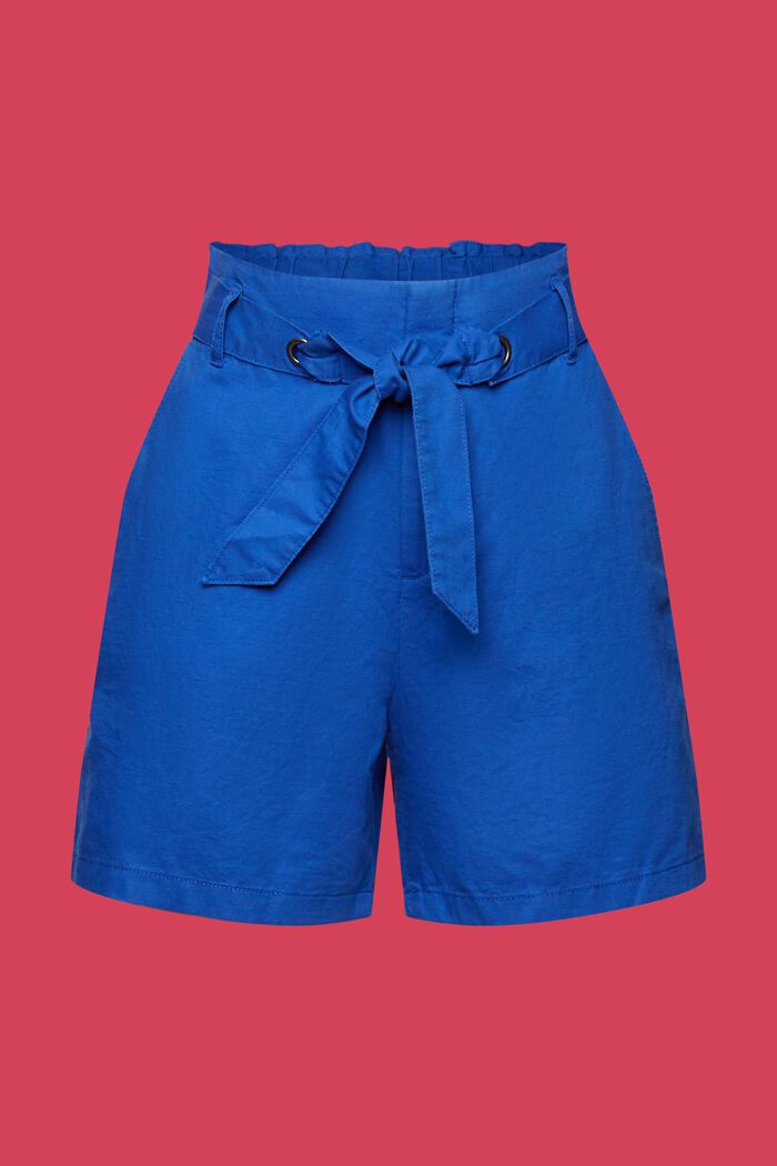Pantalones cortos con lazada, mezcla de algodón y lino, INK, detail image number 6
