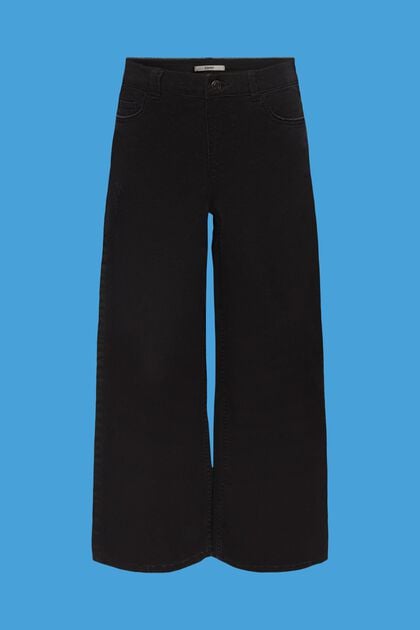 Pantalón culotte de tiro alto con perneras anchas, BLACK, overview