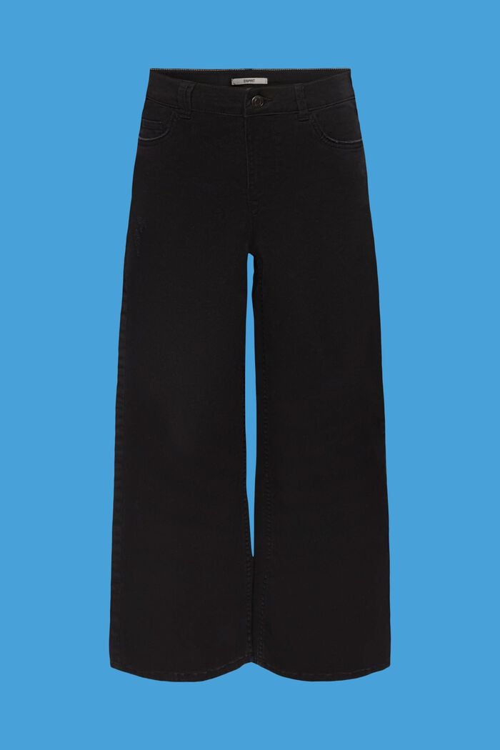 Pantalón culotte de tiro alto con perneras anchas, BLACK, detail image number 7