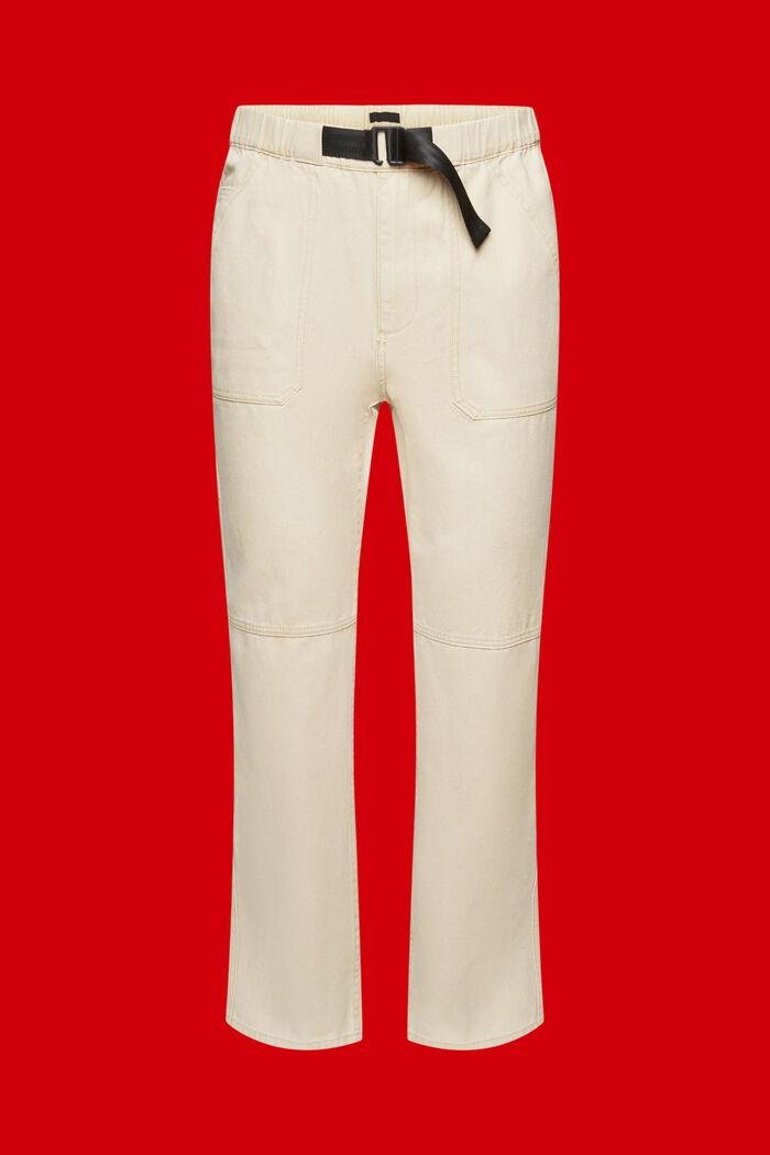 Pantalón chino de corte recto en algodón pesado, SAND, detail image number 3