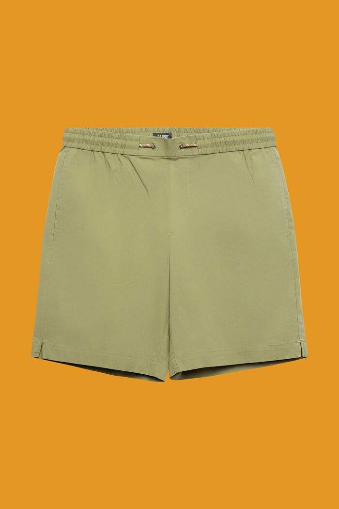 Pantalón corto sin cierre en popelina de algodón, LIGHT KHAKI, detail image number 7