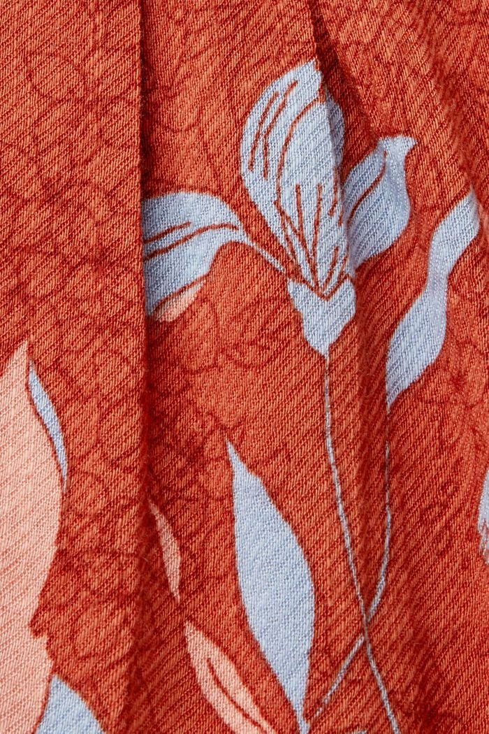 Blusa con estampado floral en mezcla de algodón, CORAL ORANGE, detail image number 5