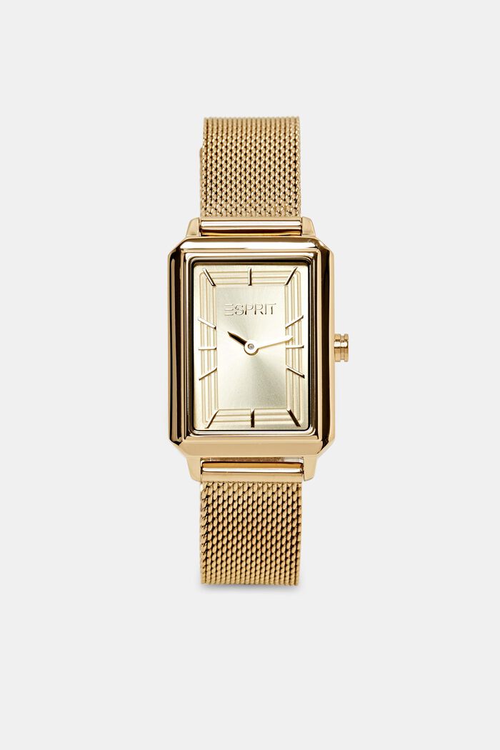 Reloj con forma cuadrada y pulsera milanesa, GOLD, detail image number 0