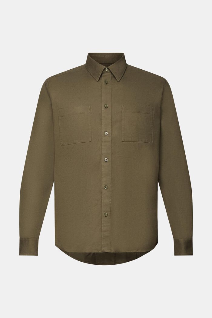 Camisa en franela de algodón, KHAKI GREEN, detail image number 6