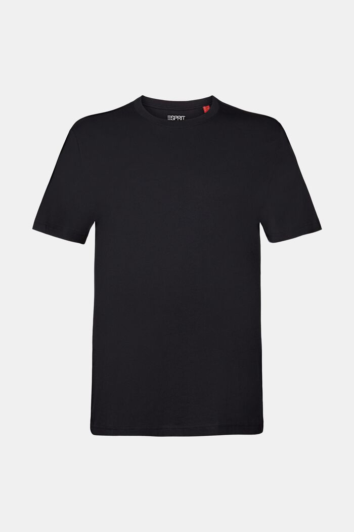 Camiseta de cuello redondo en tejido jersey de algodón Pima, BLACK, detail image number 6