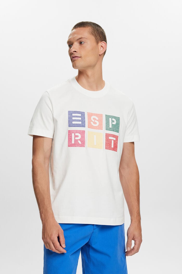 Camiseta de algodón con logotipo estampado, OFF WHITE, detail image number 0