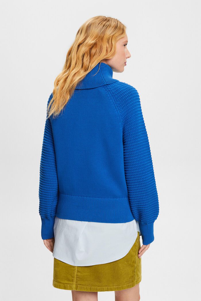 Jersey de algodón con cuello alto, BRIGHT BLUE, detail image number 4