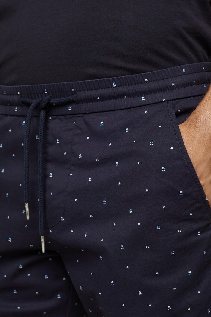 Pantalones cortos estampados sin cierre, algodón elástico, NAVY, detail image number 2