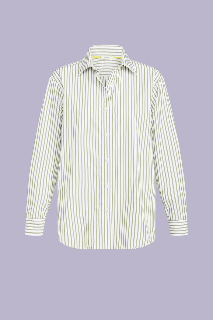 Camisa de popelina de algodón con diseño a rayas, LIGHT KHAKI, detail image number 6