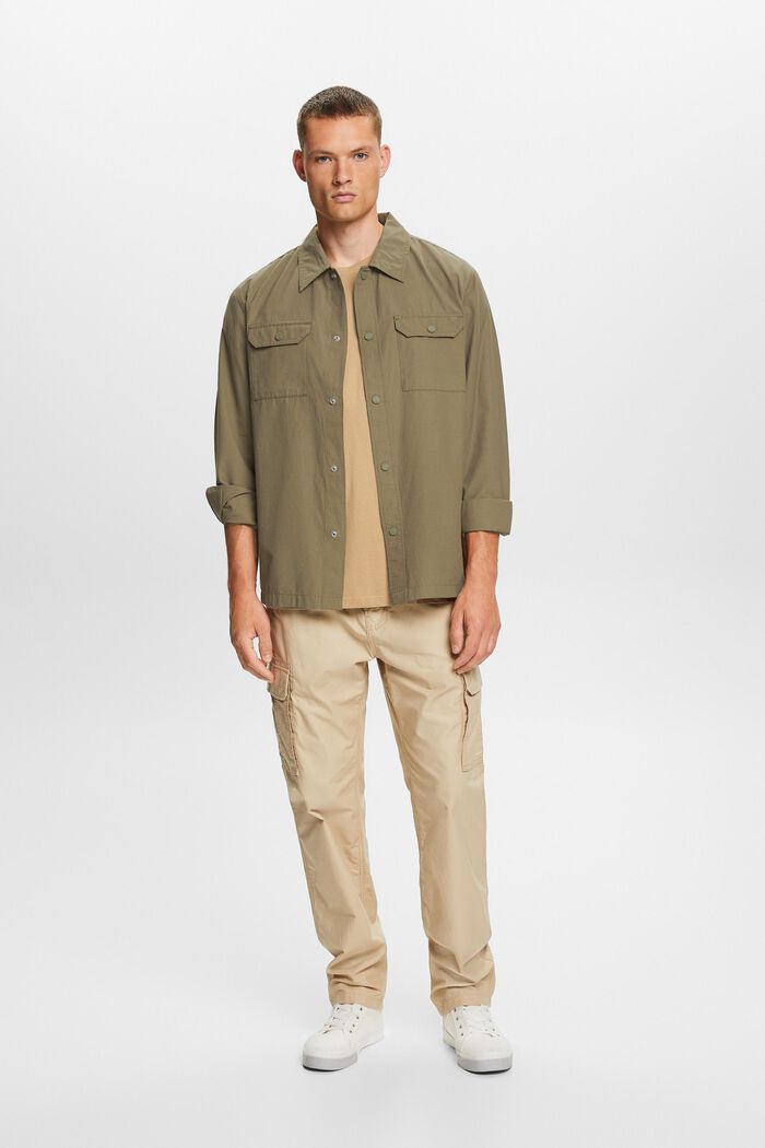 Camisa estilo militar, mezcla de algodón, KHAKI GREEN, detail image number 1