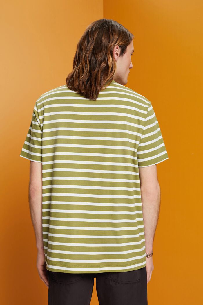 Camiseta con diseño a rayas de algodón sostenible, LEAF GREEN, detail image number 3