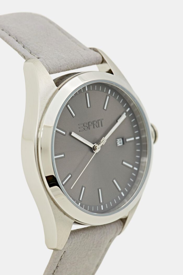 Vegano: reloj de acero inoxidable con indicador de fecha, GREY, detail image number 1