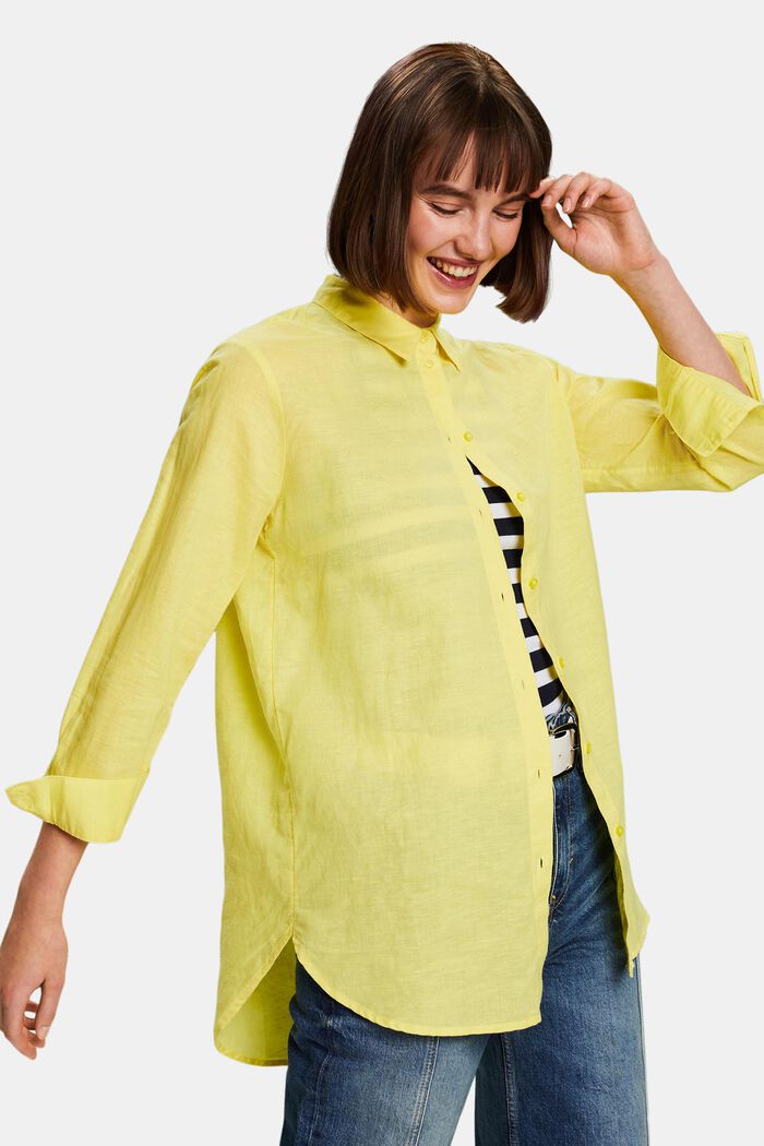 Camisa de lino y algodón, PASTEL YELLOW, detail image number 4