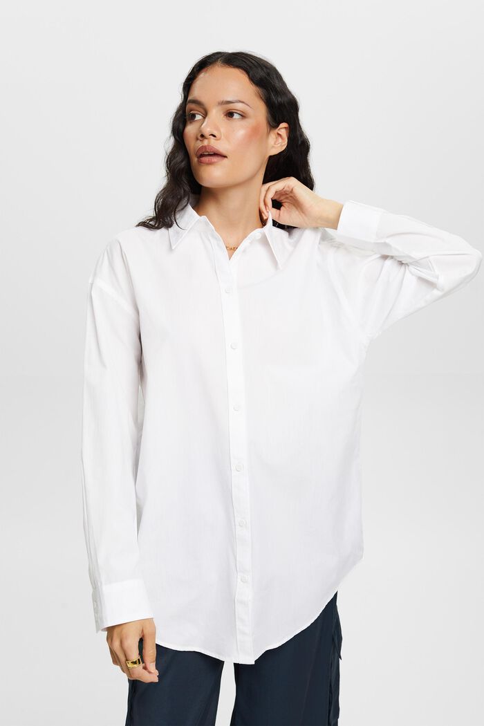 Blusa camisera de popelina, 100% algodón, WHITE, detail image number 1